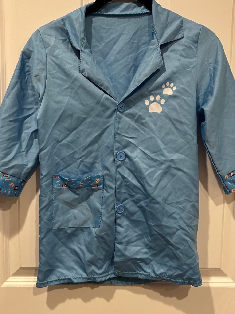 Kids Blue Veterinarian Costume Shirt with Paw Prints Toddler Size 5T